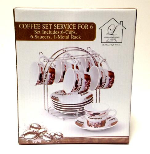 Set of 6 Espresso Cups On Metal Stand